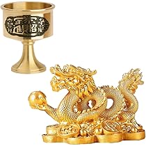 龍 置物 風水　金色　 ルチル球 水杯　 開運 金運 厄祓い 　インテリア Amazon.co.jp: 龍 置物 クリスタル 風水 立体 昇運 開運 金運